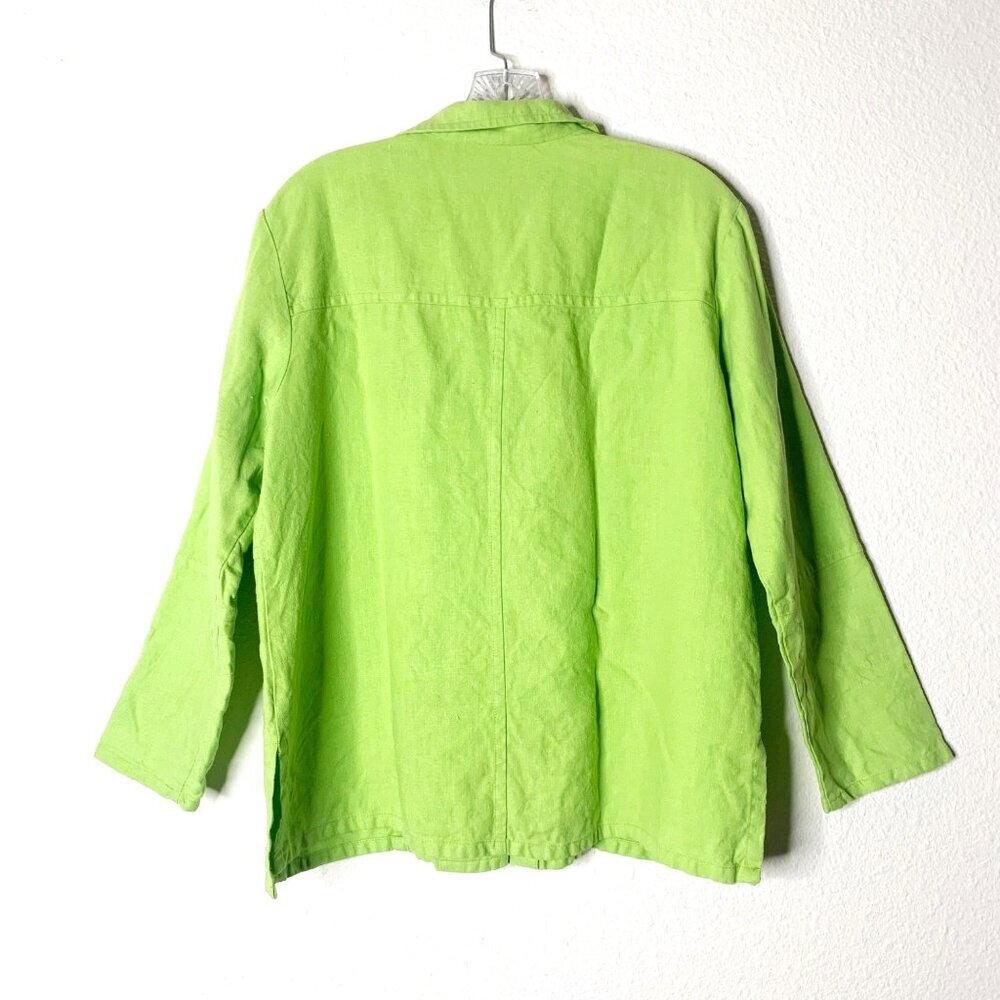 David Dart Collection Linen Green Button Front Tu… - image 2